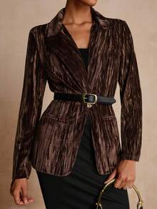 Lyxana Casual Artistic Pattern Textured 3D Embossed Fabric Luxurious Party & Banquet Women Blazer - Multicolor - View 5
