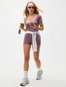 Eassivo Women's Purple Sports Running Fitness Yoga Jumpsuit