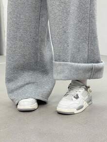 Sparklyn 2pcs Set Teenager (Girls) Casual Sweatpants, Fashionable Minimalist Drawstring Loose Wide Leg Sweatpants, Suitable To Match Sweatshirt, T-Shirt, Shirt, Jacket Fall Winter - Multicolor - View 5