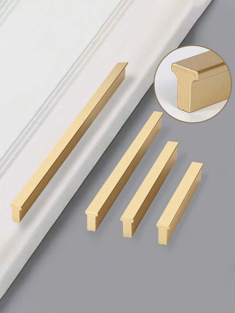 1 cái tay nắm tủ mạ vàng, hợp kim nhôm, tay nắm tủ bếp, tay kéo ngăn kéo, phụ kiện cửa phòng, đồ nội thất - Vàng - Xem 1