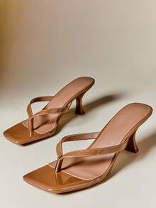 SHUZIA 女士迷人中跟人字拖凉鞋 - 摩卡棕 - 查看 5