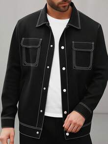 Manfinity CasualCool Plus Size Men Street Casual Outdoor Long Sleeve Jacket, Fall