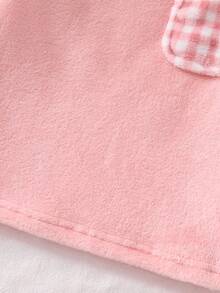 2件套女童毛绒格子长袖上衣和裤子休闲舒适柔软睡衣套装 - 淺粉色 - 查看 6