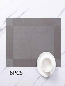 SHEIN 4/6/10 套装餐垫，厨房餐桌垫，耐热，防滑，防污，可水洗 PVC 桌垫，易于清洁编织乙烯基桌垫，金色、咖啡色、灰色 - 彩色 - 查看 11