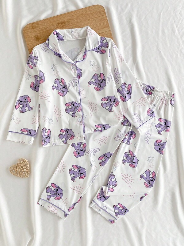 2pcs/Set Young Girl' Cute Cartoon Floppy Ear Blue Rabbit Print Long Sleeve Top And Pants Comfortable Casual Pajama Set Fall Winter Kids Bamboo Seashell Pajamas Unisex Long Pajama Sets Pajama Sets Cotton Pajamas Set Two Piece Kids Collar Neck Unisex Long Pajama Sets Cotton Kids Long Sleeve Pajamas