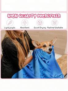 1/2pcs Pet Dog Grooming Towel 19.6*39.3 Inch Microfiber, Pet Bath Towel Dog Absorbent Towel Quick Drying Puppy Bath Products For Small, Medium And Large Dogs (Bright Colors, PAWS, Bones) - Multicolor - View 6