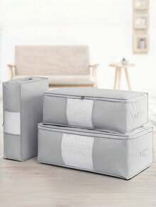 1/3 chiếc Túi đựng chăn bông trơn, Túi đựng chăn bông - Túi đựng đồ gấp gọn cho chăn bông cỡ King/Queen, gối, chăn, bộ đồ giường/chăn bông, chăn, chăn lông vũ, tiết kiệm không gian chống mối mọt; Túi đựng đồ lớn có thể gấp gọn, đồ trang trí Trang trí mùa thu Trang trí lễ hội Trang trí phòng Trang trí nhà Trang trí phòng ngủ, Màu xám - Màu xám cao cấp - Xem 3