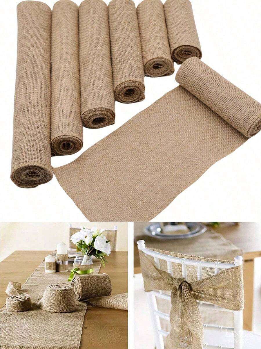 Natural Burlap Jute Ribbon Fabric Table Runners Roll 12-35cm 78.74Inch Runners For Rustic Farmhouse Home Decor,Bouquet Packaging - Multicolor - View 1