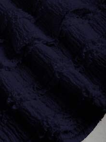 Sweetra 女士性感套装，金属装饰褶皱无袖上衣和荷叶边迷你裙 - 寶藍色 - 查看 5