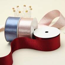 1卷双面闪光银丝带，手工DIY头饰，鲜花礼品包装，丝带压边 - 金色 - 查看 4