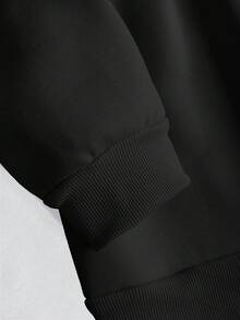 EMERY ROSE Leopard Print Heart "Kind Heart" Themed Printed Casual Enhanced Sweatshirt - Black - View 4