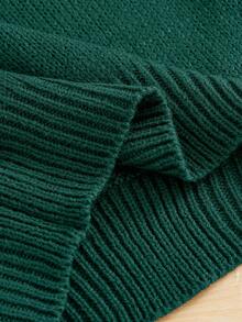 SHEIN Young Boy Casual Versatile Loose Fit Long Sleeve Turndown Collar Half-Zip Sweater, Suitable For Autumn/Winter Fall Turtle Neck Kids Knit Sweater Kids Sweater - Green - View 5