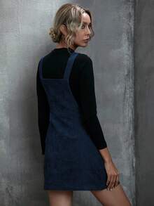 EMERY ROSE Women's Solid Color Minimalist Casual Dress - Blue - View 2