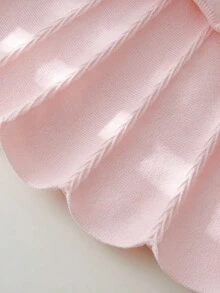 Souflis Souflis Young Girl Casual And Cute Pink Knitted Short Long-Sleeved Sweater With Bow And Knitted Skirt, Soft And Comfortable, Suitable For Daily Occasions, Suitable For Suitable For Traveling, Suitable For Vacation, Suitable For Home Scenes, Suitable For Nursery Scenes, Suitable For Children To Play. Wear Spring, Autumn And Winter Clothing, Festival Girls Outfit Sets - Pink - View 13