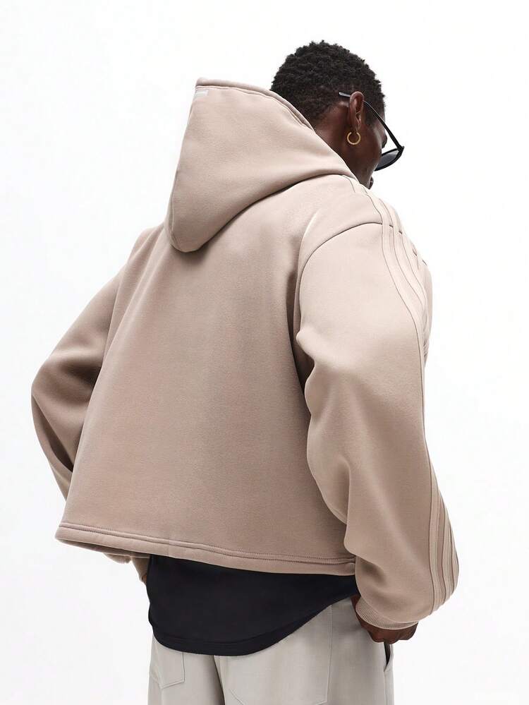 Drawstring Hoodie With Contrast Stripe Sleeve Detail