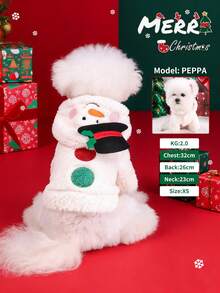 PETSIN 1件宠物雪人夹克秋冬季加厚保暖服装可爱猫狗圣诞衣服 - 白色 - 查看 1
