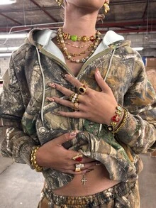 INAWLY 女士流行印花短款卫衣夹克 - 彩色 - 查看 1