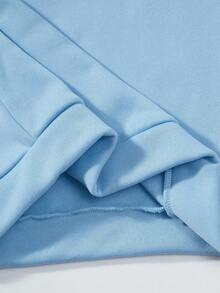 SHEIN Casuvi Kids 2pcs/Set Casual Commuter Versatile 3D Letter Print Long Sleeve Hoodie And Sweatpants For Teenage Girls Fall Winter - Blue - View 8