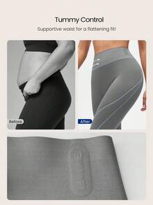 SHEIN Sports 全新百搭女士高端时尚跑步健身瑜伽运动紧身裤 - 黑色 - 查看 6