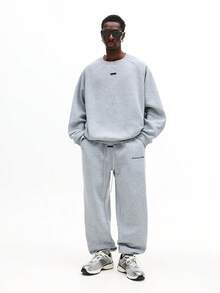 SUMWON Essential Raglan Sweatshirt And Cuffed Jogger Set Loungewear Comfortable Everyday Basics Casual Streetwear Fall Winter Athleisure Coordinates Two Piece Outfit Plain - Grey - View 6