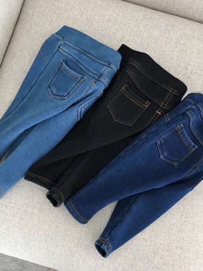 SHEIN 买二送一，划算可爱宝宝女孩休闲简约百搭打底裤紧身裤多件装适合打底，适合外穿适合生日派对，晚会，演出，婚礼，洗礼，开幕式，适合日常使用，适合秋冬季节