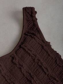 Sweetra Sexy Outfit - Asymmetrical Shoulder Top + Peplum Mini Skirt - Coffee Brown - View 6