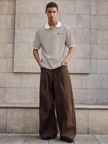 SWAVVY 男士休闲字母刺绣短袖 Polo 衫，夏季 - 杏色 - 查看 5