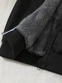 SHEIN 男童外套，保暖内衬，舒适时尚休闲款，适合户外玩耍 - 黑色 - 查看 8