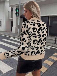 EMERY ROSE Sweater Pullover Lengan Panjang Kasual Leher Bulat Motif Leopard untuk Wanita - MultiWarna - View 2