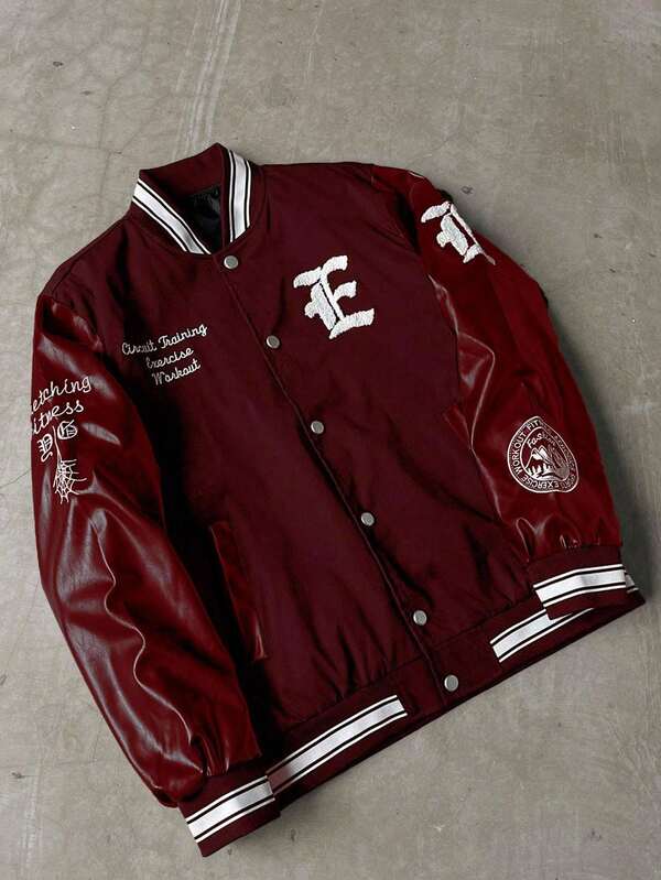 PAVTROS Chaqueta de béisbol casual de un solo pecho con bordado de eslogan para hombres en otoño, chaqueta universitaria para uso diario, viajes de fin de semana, actividades al aire libre, expediciones de viaje, entornos de trabajo relajados o ocasiones semi-formales, regalo para novio/esposo, regalo de aniversario, Navidad