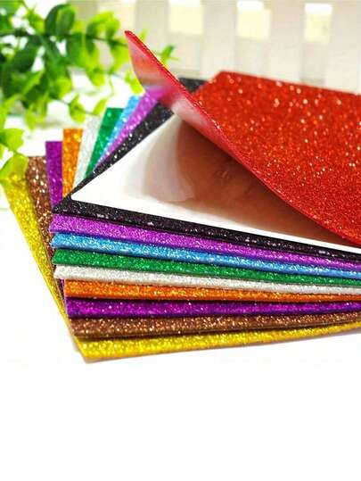 10 حزم من ورق الخلفية اللاصق المزخرف بالبريق مقاس A4، لوازم مدرسية، عودة إلى المدرسة