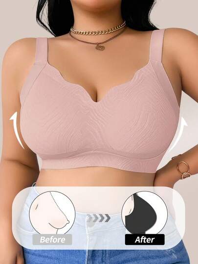 NudeFit 1pc Plus Size Women Seamless Comfortable Wireless Bra, Lift
