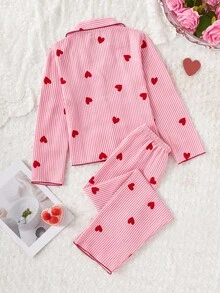 Genkimix Kids Winter  School Girl Pajamas, Girls' Cute Cherry Print Long Pants And Long Sleeve Casual 2 Pieces Loungewear Set - Multicolor - View 2