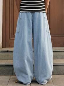 SWAVVY 男士休闲时尚街头百搭通勤宽松香蕉牛仔裤