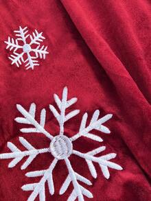 Franclia Falda larga de línea A con bordado de copos de nieve elegante para fiesta de Navidad de mujer - Rojo - Ver 4