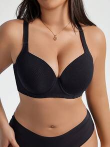DesireSculpt Áo ngực nâng cơ tức thì vải gân trơn thoải mái thường ngày cỡ lớn dành cho nữ - màu đen - Xem 6