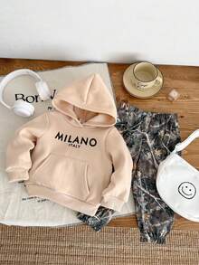 Baby Girls' Casual Knit Hoodie Sweatshirt And Printed Straight Leg Pants Set - Multicolor - View 5