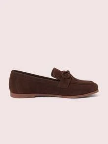 CUCCOO DOLLMOD Round Toe Bow Decor Comfortable Flat Shoes For Women - Coffee Brown - View 3