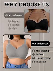 DesireSculpt Plus Size Seamless Wireless Bra, Lift - Grey - View 8