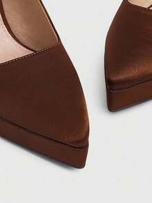 Cuccoo CUCCOO LuxiPop Zapatos de tacón alto con plataforma y punta afilada, impermeables, de tela marrón, zapatos de fiesta/boda minimalistas y cómodos con correa