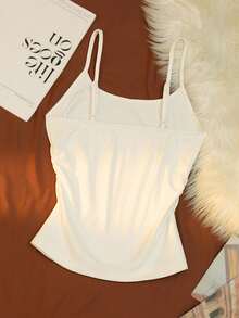 Franclia Women's Autumn And Winter Series Casual, Elegant And Simple Inner Wear With Brushed Velvet And Side Waist Pleats, Women's White Tops, Pullovers, Camisole Vests, Women's Sexy Tops