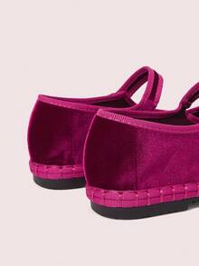 CUCCOO DOLLMOD Giày bệt Mary Jane nhung thanh lịch dành cho nữ, thoải mái và thời trang, màu tím bóng - Màu Hồng Tươi - Xem 6