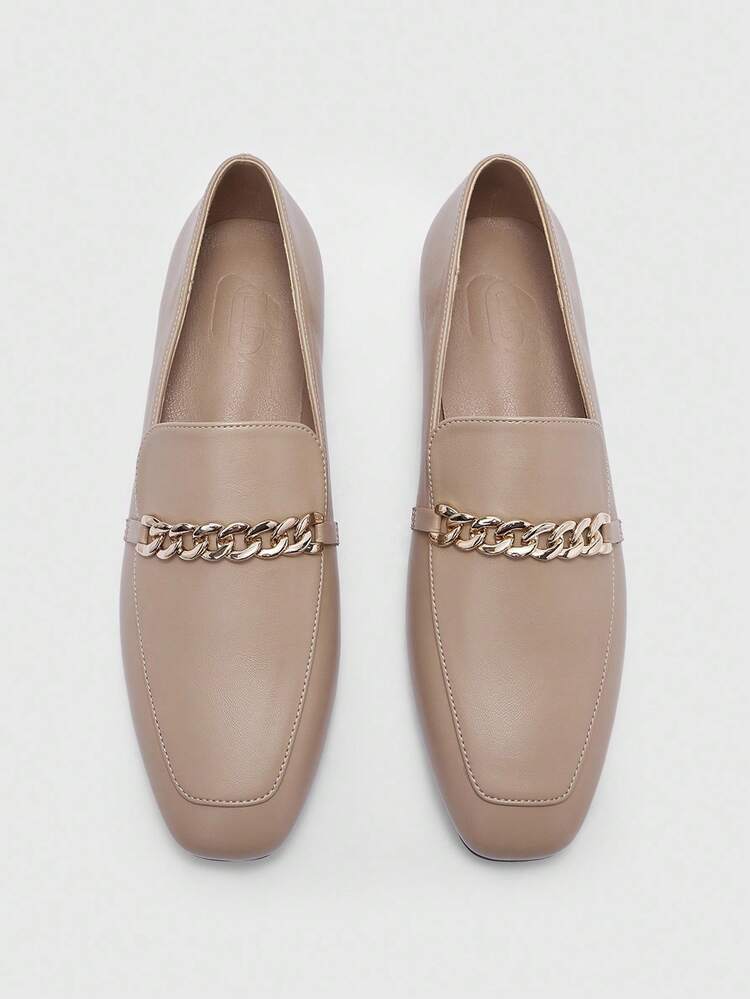 CUCCOO BIZCHIC Damen Quadratische Zehenkappe Flache Niedrige Ferse Neue Aprikose Bequeme Vielseitige Slip-On Loafer, Schwarze Leichte Lässig Flats für den Arbeitsweg