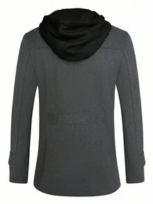 Manfinity Mode 男士长袖休闲通勤外套，秋冬外套，深灰色，优雅办公服饰 - 灰色 - 查看 2