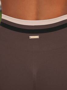 Aralina 女式撞色拼布吊带背心和短裤运动套装，女式运动套装 - 咖啡棕 - 查看 5