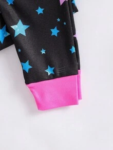 Mädchen Eng anliegendes Einhorn & Stern Leuchtdruck Langarm T-Shirt und Leggings Pyjama Set - Schwarz - Übersicht 5