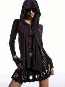 LYSMO 2025 Minimalist Winter For Women's Fashion Solid Color Long Sleeve Cropped All-Match Top/Winter For Women/Christmas New Year's Eve Thanksgiving Graduation Top/Stylish Collection /Y2K Top - Black - View 5