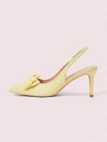 CUCCOO DOLLMOD Women's Fashion Yellow Bow Backless High Heel Pumps - Yellow - View 6