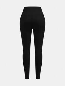 SHEIN Girlism 3件套青少年女童休闲修身中腰纯色弹力紧身裤 - 杏色 - 查看 8