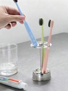 1pc Stainless Steel Toothbrush Holder, Multi-Functional Toothpaste Stand And Storage Organizer Home Bathroom Decor Fall Decor Back To School